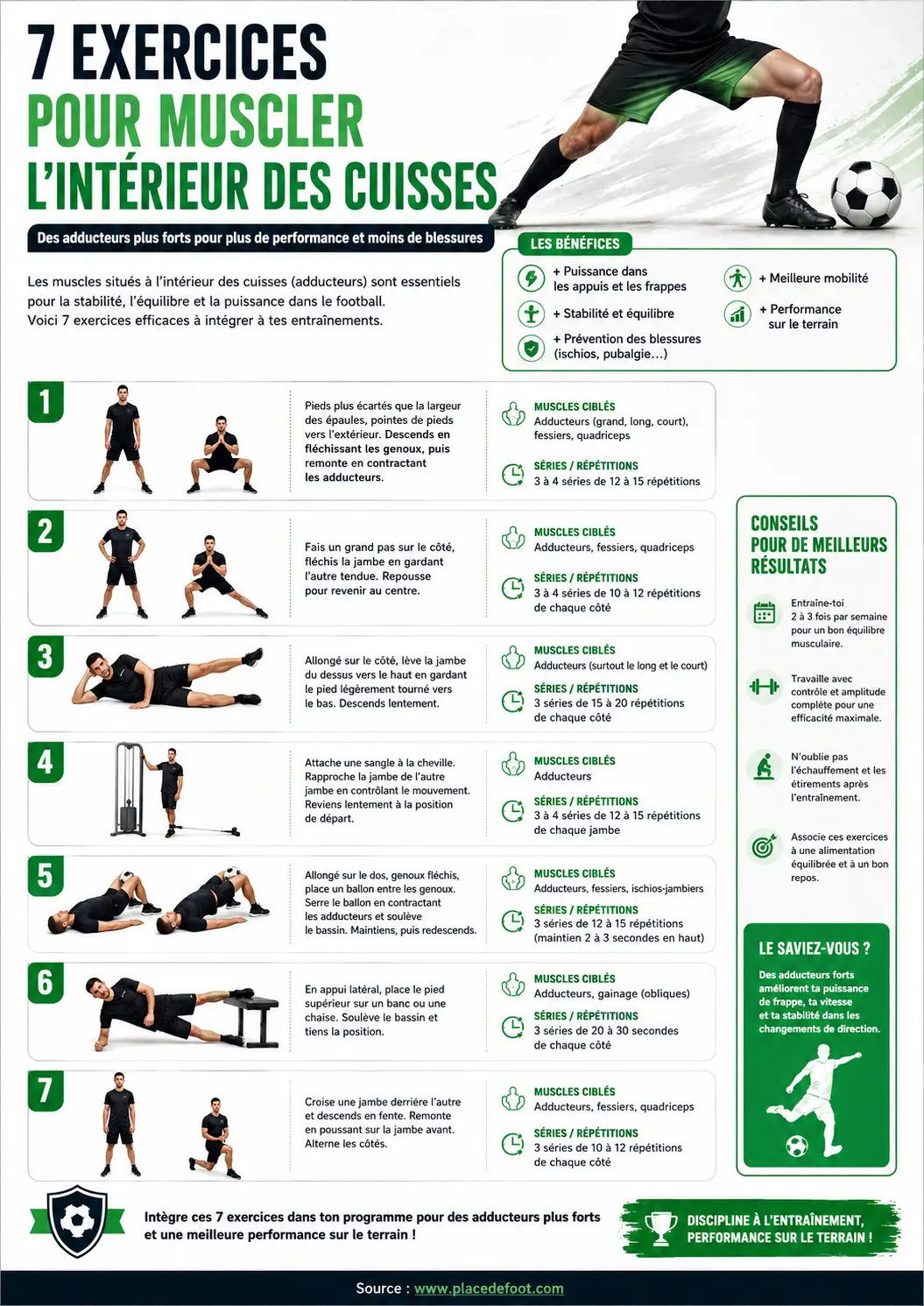 7 exercices pour muscler l’intérieur des cuisses - planche fiche PDF